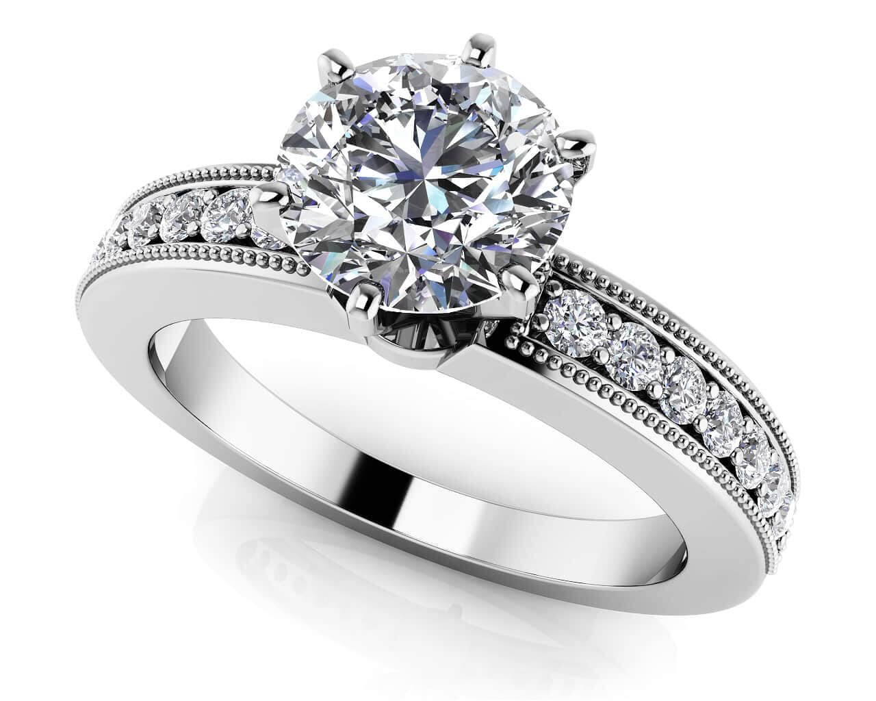 Six Prong Side Channel Engagement Ring